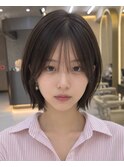 韓国レイヤーボブ/ショートボブ/20代/30代/地毛風縮毛矯正