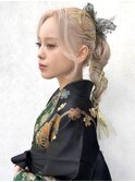 振袖 袴 成人式 卒業式 ヘアアレンジ 水引き 金箔金粉M1120
