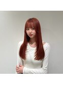 オレンジブラウンで甘めガーリーヘアに♪