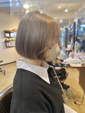 サンドレオ 新宿店(sand Leo) 顔周りカット/縮毛矯正/ダークブラウン/コーラルピンク