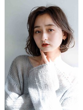 ムウ 難波(MOU) ボブクールショート前髪イメチェンピンクベージュ30代40代50代