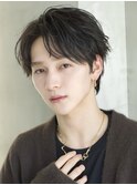 ニュアンスアップバング毛流れショートメンズコンマバング