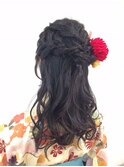 編み込み入りのハーフアップ　高田馬場　美容室　