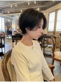 大人綺麗な小顔襟足スッキリショートボブ　30代40代50代