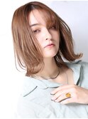 大人可愛い小顔美髪ツヤ髪センター分けボブくすみブラウンA4