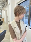 ミルクティーベージュ/ブリーチ2回/ショート