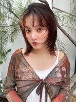顔まわりカットミディアムレイヤーカットシャギーレイヤーボブ