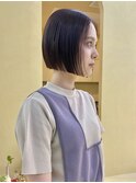 切りっぱなしボブマロンブラウンラベンダーミルクティ