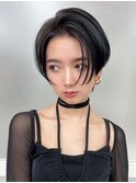 耳かけショートボブ/30代/40代/50代/チェリーブラウン