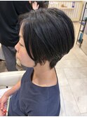 40代50代60代大人ひし形くびれショートボブ白髪ぼかしハイライト
