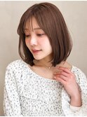 ダークパープル外ハネボブ前髪夏ナチュラルショート愛され
