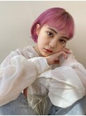 眉上バング/ビビットピンク