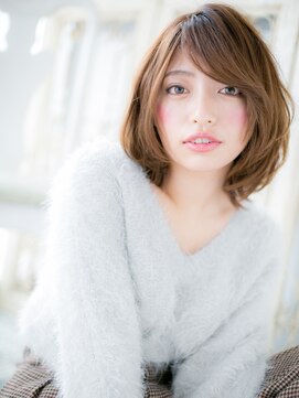 モッズ ヘア 福岡姪浜店(mod's hair) mod's姪浜/斜めバングカーキベージュくびれミディアムウルフh