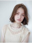 大人かわいい前髪セシルカットココアブラウンフリンジウェーブ