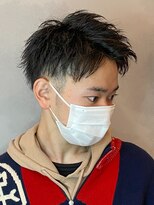アップバング短髪ツイストスパイラルブリーチパーマツイスパ