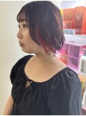 インナーカラーピンク　ボブセミディ