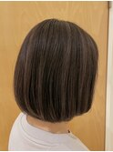 30代40代夏カラー◎グレージュハイライト×ミニボブ