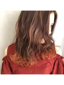 ヘア スペース メロウ(hair_mellow) 裾カラー ブラットオレンジ