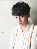 カライング(ing) スーツ短髪ツーブロック束感モテる黒髪シークレットパーマ流行