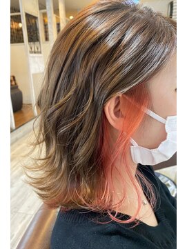 クッキー ヘアーアンドメイク(COOKIE Hair&Make) 【COOKIE】ピンクオレンジ★インナーカラー