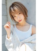 大人ショート#マロンベージュAラインボブ