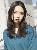 こなれセミロング ウェーブ パーマ 透明感カラー 20代30代40代