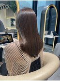 ★斜めバングミディアムヘアグレージュカラーシルキーベージュ★