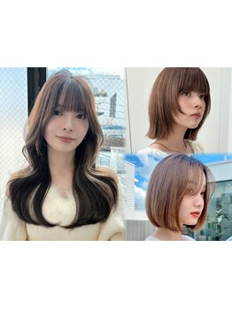 ばっさりカットなしでガラリと印象を変える前髪&顔周りカット!艶やかくびれヘアで女性らしい表情に[表参道]