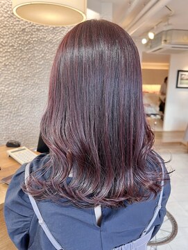 ビーチ(BEACH) 暖色カラーダークチェリーピンクミディアムヘア