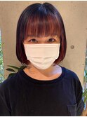 フェイスフレーミング　インナーピンク　切りっぱなしボブ