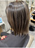 切りっぱなしボブ/バレイヤージュ