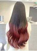 池袋デザインカラーチェリーレッド裾カラーボルドーカラー暖色系