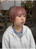 ブリーチありダブルカラー×ピンクベージュ