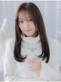 シースルーバング/ストレートロング/アッシュブラウン/20代g