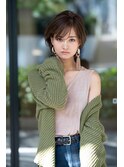 大人かわいい☆小顔前下がりレイヤーボブ×ハイライトグレージュ