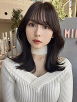 ミンクス渋谷スマートサロン(MINX shibuya smart salon)&nbsp;韓国風くびれヘア前髪ピンクベージュインナーグレージュ