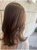 大人かわいい/レイヤーロング/グレーベージュ/前髪パーマ/我孫子