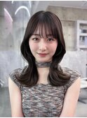 黒髪ボブルフネビージュ小顔ワンレン顔まわり韓国レイヤーカット