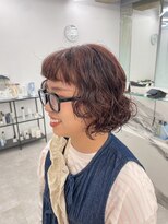 ブラウン(Brown)&nbsp;ボブパーマ×レッドブラウン