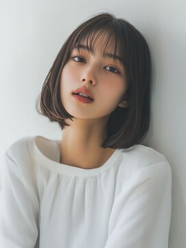 メロリッチ(MELLORICH) 透明感暗髪×シースルーバング☆大人可愛いナチュラルボブ