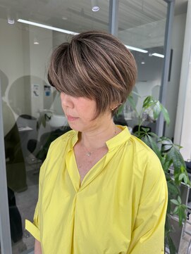 ハイライトボブ40代50代グレイカラー白髪染め白髪ぼかし