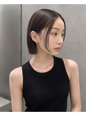前髪なし丸くならないぱつっと切りっぱなしボブ艶暗髪【銀座】