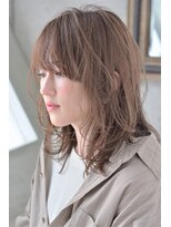 美容室ピュール(PUUR)&nbsp;くびれセミディ×ヘルシーレイヤー/斜めバング/アッシュブラウン