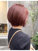 ピンクカラー　まとまるくびれショートボブ