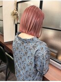コーラルピンク_切りっぱなしボブ