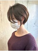 ショートカットくびれショート前下がりボブベージュカラー40代●