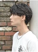センターパートフェザーパーマシャドウパーマメンズパーマ
