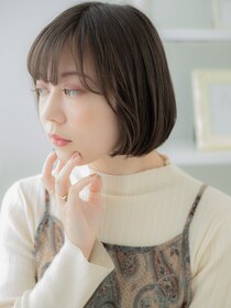 モッズヘア 越谷(mod's hair)&nbsp;グレージュアッシュシースルーバング大人ボブa越谷20代30代40代