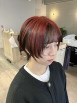 コワファーストナガサキシャンプーボーイ(COIFF1RST NAGASAKI SHAMPOO BOY)&nbsp;ショートウルフ×アウターレッド