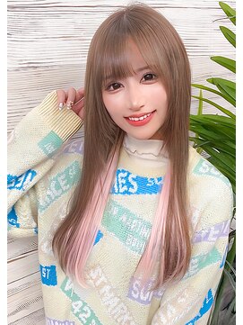 カプセル シンジュク(CAPSULE) ☆CAPSULE☆ミルクティーブラウンインナーカラーエクステピンク